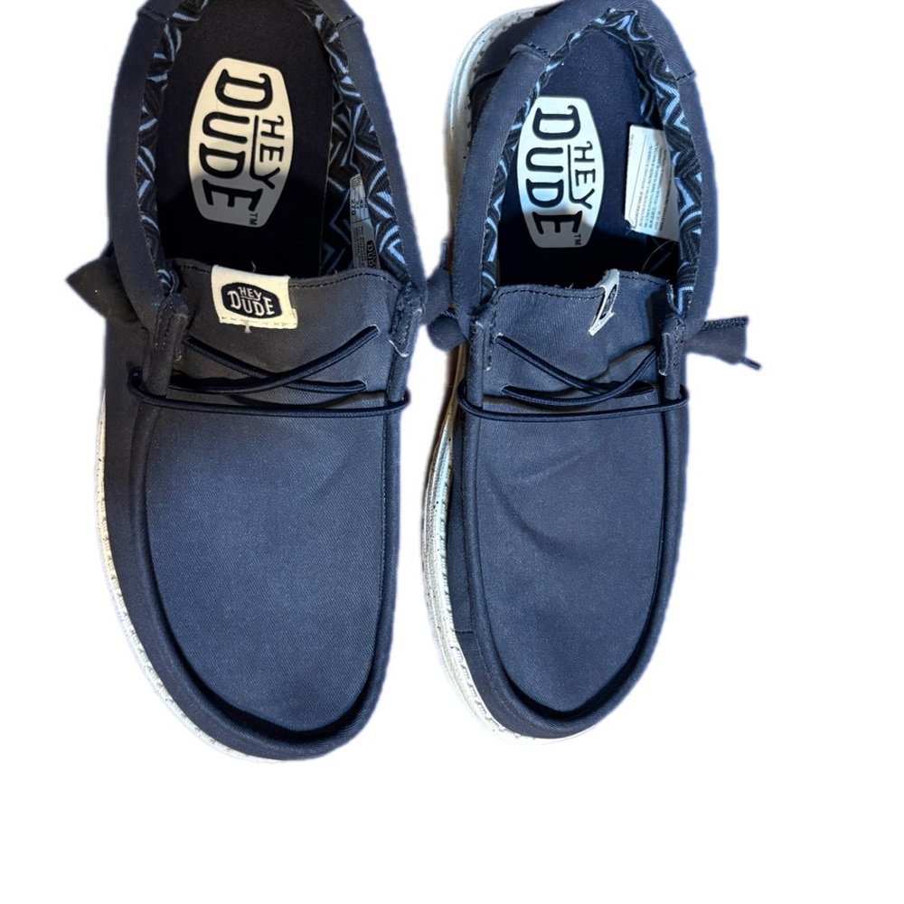 Hey Dude Men's Navy Wally Stretch Casual Shoes - Picture 2 of 5